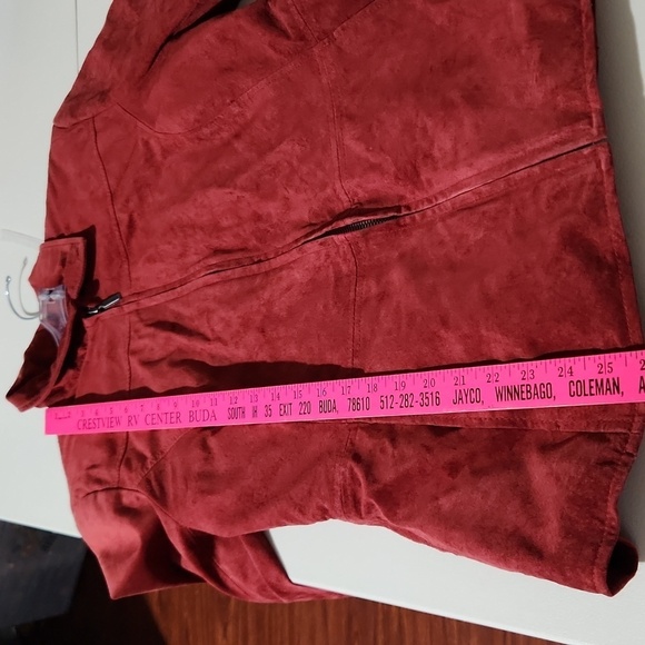 St Johns Bay Leather Coat Medium Vintage Long Line Maroon - Picture 8 of 11